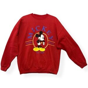 Vintage 90s Mickey Unlimited Jerry Leigh Mickey Mouse Sweatshirt Red XL Unisex